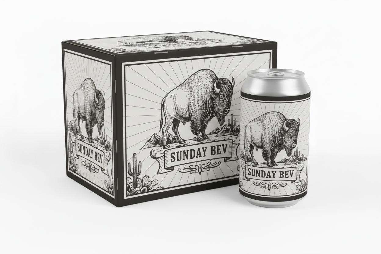 Sunday Bev Black & White 6-Pack Can Carton