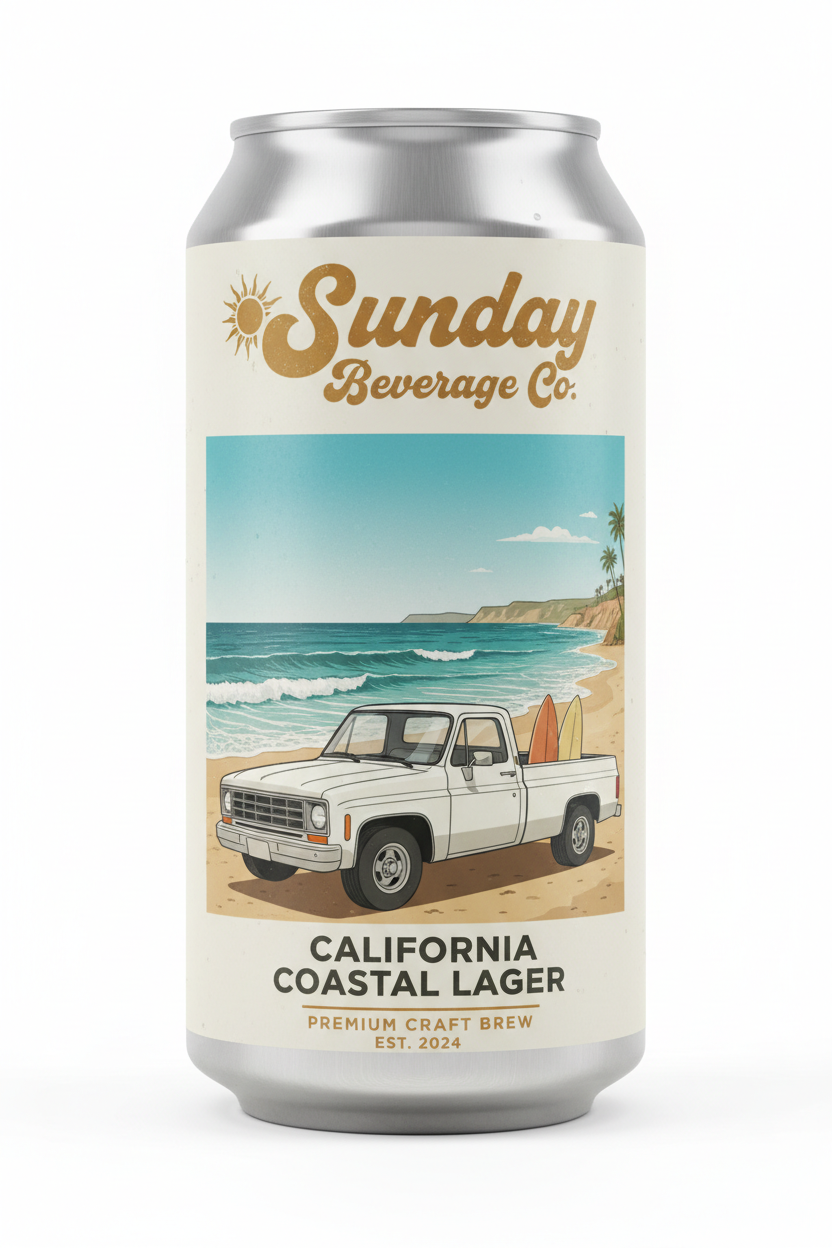 Sunday Beverage Co - White Truck Beach Can